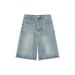 Retro Hong Kong Style Women's Denim Shorts Solid Color Loose Fit Summer Trendy Outdoor Wear Five Point Popular Pants_ecoleips.com