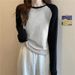 De Rong Slim-Fit, Warm Patchwork Color Design Base Shirt For Women, Long-Sleeve Top For Autumn And Winter_ecoleips.com