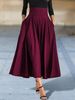 Women's Clothing Fashion Elegant Solid Color A Line Version Slim High Waist Long Skirt_ecoleips.com