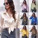 23 Colors, 7 Sizes In Stock, Satin Silk Long-sleeve Shirt, New Style, European And American Foreign Trade_ecoleips.com
