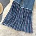 Korean Style Contrast-Color Denim A-Line Skirt – High Waisted Stretch Midi Skirt With Stripe Accents, Slimming Office & Casual Wear_ecoleips.com