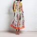 2026 Women's Lantern Sleeve Printed Lapel Waist Long Sleeve Large Swing Spring Dress Women_ecoleips.com