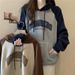 American-style Cotton Oversized Raglan Sleeve Hooded Sweatshirt For Women, Thin And Loose-fitting With Letter Print_ecoleips.com
