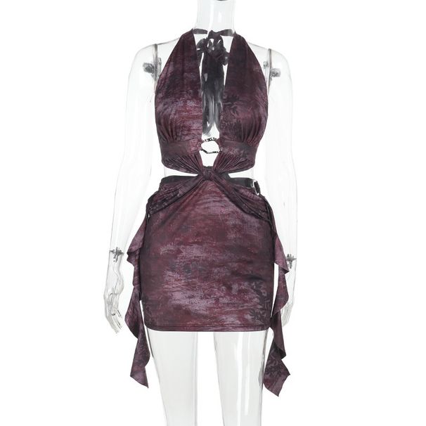 European And American Halter Neck With Ribbons, Hollow Out, Backless, Strapless, Sexy Nightclub Party_ecoleips.com