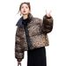 Fashion Leopard Print Short Jacket For Women Winter New Stand Collar Rhinestone Shiny White Duck Down European Version_ecoleips.com