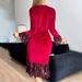Aria Basics Cross-border European And American Style Sexy V-neck Gold Velvet For Women, Ins Niche High-end Embroidered Lace Tie Robe_ecoleips.com