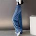 Women's Clothing High Waist Slim Floor Length Straight Denim Wide Leg Pants Women's Loose Niche High Street Ins Design 18175_ecoleips.com