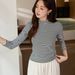2025 #Selection Of Good Products # Pure Cotton T-Shirt Women's Long Sleeved Western-Style Striped Base Shirt 2025 Autumn And_ecoleips.com