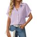 2025 Spring/Summer New Women's Loose Short Sleeve Pocket Casual Striped Shirt_ecoleips.com