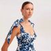Women's Elegant Slim Fit Floral Print Dress Tie Waist A-Line Skirt Resort Style Summer New_ecoleips.com