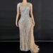 Glitter Sequin Mesh Fringe Bodycon Long Dress For Evening Party Performance Sleeveless Slit Gown Women's Clothing_ecoleips.com