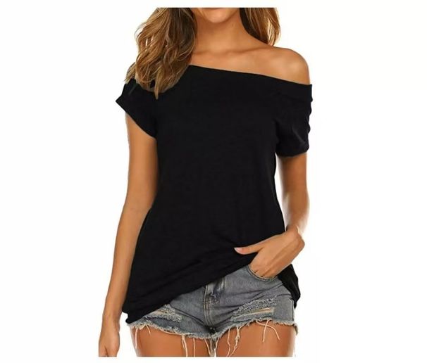 Aria Basics Aria Basics 2021 Cross-border Foreign Trade Spring-summer European And American Women's Short-sleeve Off-shoulder Solid_ecoleips.com