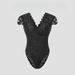 2025 Summer New Solid Color Lace Slim And Thin Deep V Backless Niche Design Onesie_ecoleips.com