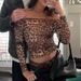 Women's Off-Shoulder Leopard Print Mesh Top European American Style Long-Sleeved See through T-Shirt for Autumn Sexy Arrival_ecoleips.com