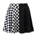 QY21059 Women's High-Waisted Midi Skirt Dark Fashion Houndstooth Patchwork Color Block French Style for Summer 2024_ecoleips.com