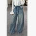 Women's Rhinestone Patchwork Jeans Bow Tie Detail Sexy Loose Fit Denim Retro American Style_ecoleips.com