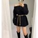 Medium-Length Openwork Crochet Sweater Dress With Loose Collar And Retro Bohemian Belt_ecoleips.com