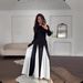 Women's Clothing autumn and winter new women's clothing round neck contrast color long sleeve high waist slim temperament retro dress_ecoleips.com