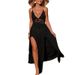 European And American Style Beach Hand Crocheted Patchwork See Through Cover Up Dress With Irregular Slits, Sexy Backless Tie Up Design_ecoleips.com