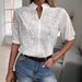 Verve 2025 Summer Women's New V-neck Stand Collar Embroidered Lace Blouse Shirt_ecoleips.com