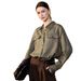 Women's Old Qian Feng Lyocell Linen Shirt Collared Workwear Pocket Top Loose Fit Versatile Cotton Linen Commuter Shirt for Spring_ecoleips.com