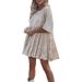 European And American Cross-Border Trade New Direct Sale Solid Color Fashion Sequin Round Neck Loose Waist Short Sleeve_ecoleips.com