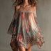 Floral Leopard Print Off-Shoulder Dress Fairy Like Pleated Summer One Shoulder Loose Vacay Style Short And Thin Women's Dress_ecoleips.com