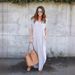 European And American Foreign Trade Hot-Selling Long Wish Summer Hot Sale V-Neck Pocket Slit Dress_ecoleips.com