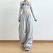 Women's Clothing Grey Sweatpants Women Autumn New High Waist Straight Loose Casual Sweatpants Workwear Wide Leg Pants_ecoleips.com