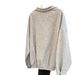 Real Shot Of Solid Color V-neck Polo Shirt, Thin Sweatshirt For Women, Spring And Autumn, Plus Size, Loose Fit, Korean_ecoleips.com