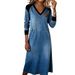 Women's Casual V-Neck Color Block Dress – Breathable & Stylish Summer Dress For Everyday Wear_ecoleips.com