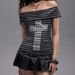 Summer Women's Striped Off-the-Shoulder Top European American Style Short Sleeve Street Fashion Sexy Hot Cross Border Wholesale_ecoleips.com