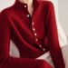 Women's Clothing High End New Year Red Sweater For Women Autumn And Winter New Style Atmosphere Super Good Looking Lazy Inner Wear Knitted Top_ecoleips.com