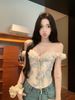 Floral Off-Shoulder Fishbone Tube Vest For Women Summer Slim Fit Pure Desire Hot Girl Slimming Short Camisole Top_ecoleips.com