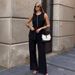 Women's Clothing Women's Style Minimalist Commuter Two-Piece Set Black Vest And Trousers Cotton Linen Summer For Formal & Casual For Women_ecoleips.com