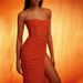 New European American High-end Sexy Straple Simple Style For Women, Slim Fit With Ruched Hem And Slit, Long Formal_ecoleips.com
