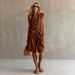 Women's Linen Button down Shirt Summer Casual Blouse Top Sleeveless Comfortable Breathable Vacation Beach Lounge Wear Shorts Set_ecoleips.com