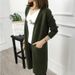 Autumn Winter New Knitted Mid-Length Cardigan Korean Style Large Pocket Shawl Loose Plus Size Sweater Women Coat_ecoleips.com