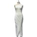 Women's Clothing Long Dress Casual Oblique Collar Sleeveless Gathered One Shoulder Dress_ecoleips.com