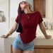 European And American Best-Selling Women's Clothing 2026 Spring New Fashion Slim-Fit Slimming Tops Solid Color_ecoleips.com