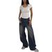European And American Style Cross-border Wide-leg Pants, New Autumn Vintage Denim Pants With Loose, Floor-length_ecoleips.com