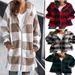 Women's Plush Fleece Hooded Zip-Up Jacket - Oversized Checkered Coat With Pockets For Casual & Streetwear_ecoleips.com
