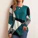 Aria Basics Aria Basics 2025 Spring European And American Button Geometric Color Block Long Sleeve Printed Loose T-Shirt_ecoleips.com