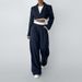 Women's Short Cropped Long Sleeved Straight Striped Set Autumn New Arrival European American Style_ecoleips.com