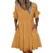 Women's Clothing Three Colors And Five Sizes V Neck Solid Color Pocket Dress_ecoleips.com