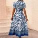 Summer Casual A- Line Long Dress Ethnic Style Printed Dress_ecoleips.com