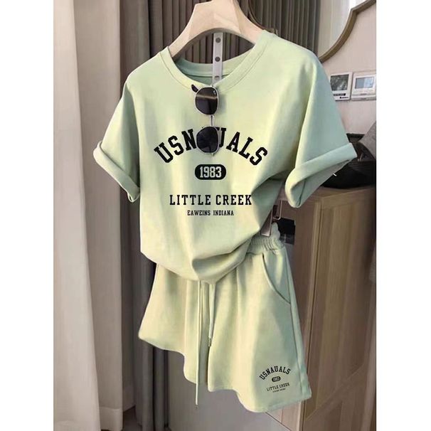 Women's Clothing Women's Sports And Leisure Suit Fashion Outfit Loose Fit Summer Two Piece Set Youthful Short Sleeved Shorts_ecoleips.com