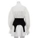Talenza White Shirt Dress Fashion Flared Sleeve Ruffle Lace-up Belt With Waistband Dress Slim High Waist Patchwork Women Dresses_ecoleips.com
