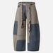 Women's Curved Edge Frayed Hem Jeans Two Tone Color Block Casual Cotton Denim Jeans With Belt Spring/Autumn Summer Collection_ecoleips.com
