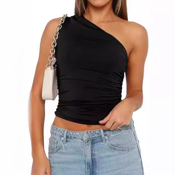 Women's Clothing Summer Hot Girl Suspenders Unique Off Shoulder Tops For Women, Bottoming T Shirts, Navel Baring Clothing For Women_ecoleips.com